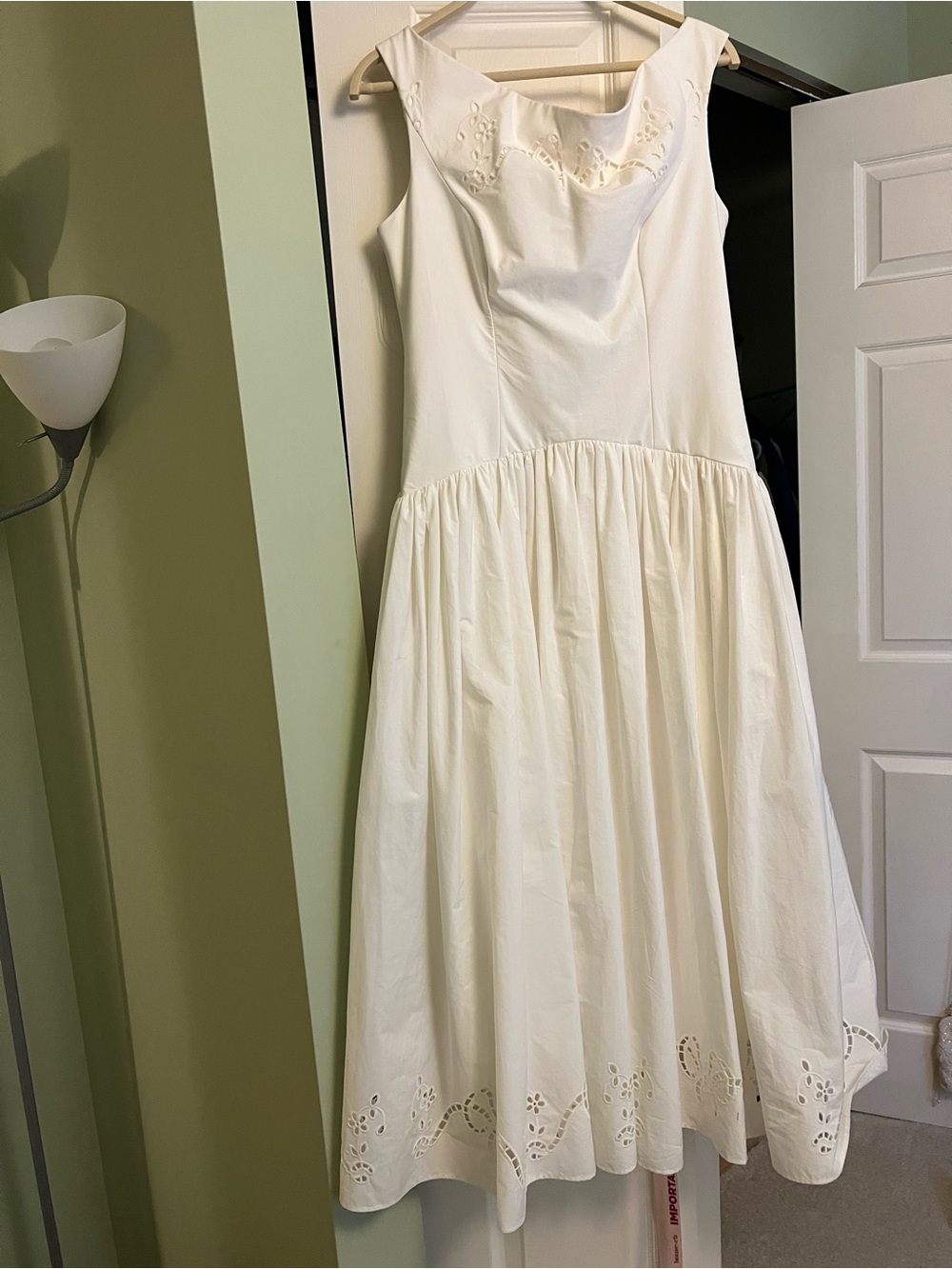 House of CB Lauren White Cotton Broderie Anglaise Boat Neck Maxi Dress - Picture 9 of 10